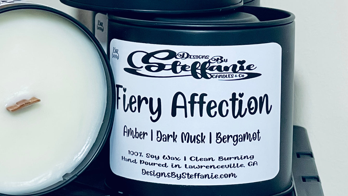 Fiery Affection Crackling Wooden Wick Candle (Black Paint Can)
