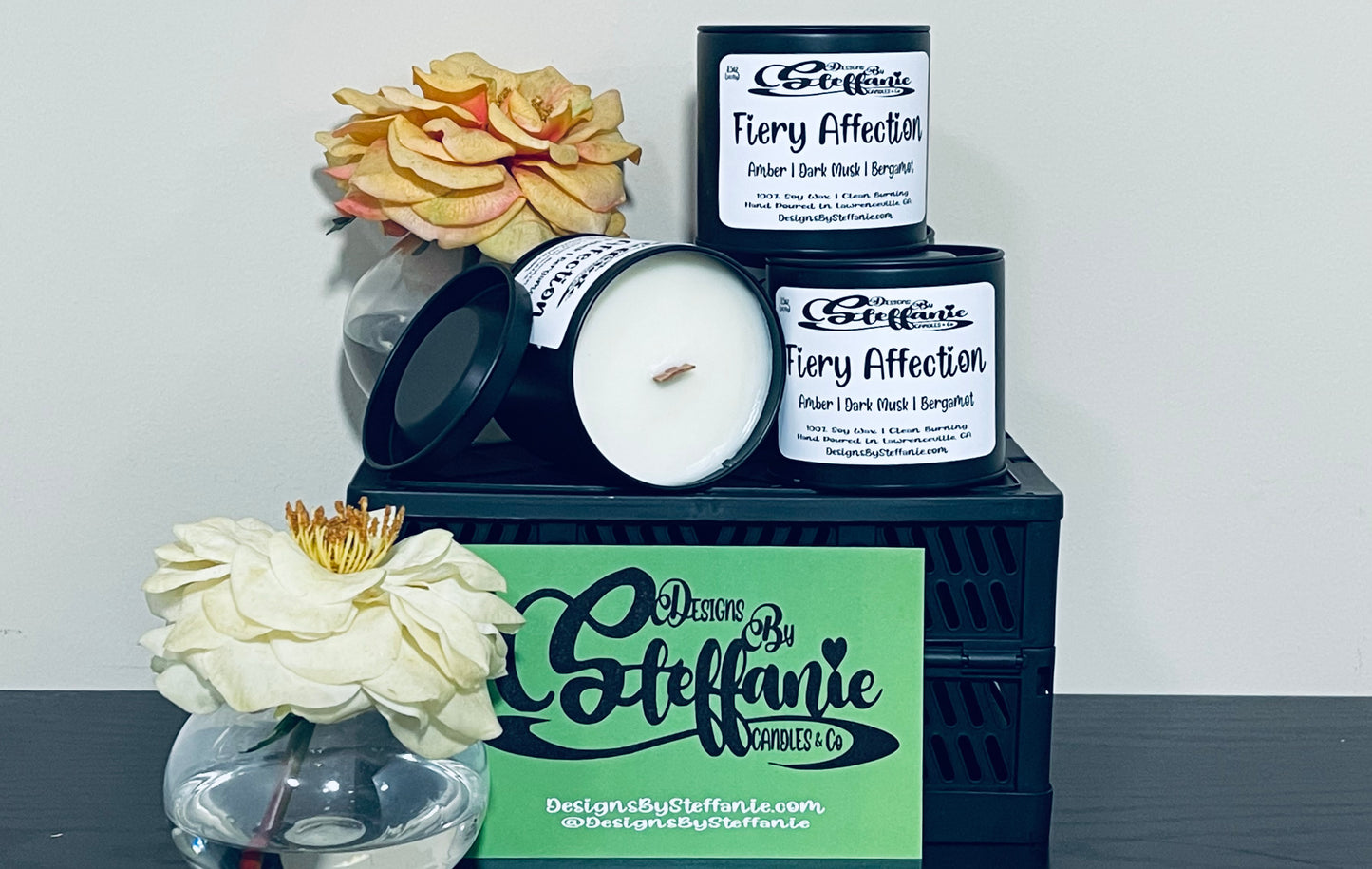 Fiery Affection Crackling Wooden Wick Candle (Black Paint Can)