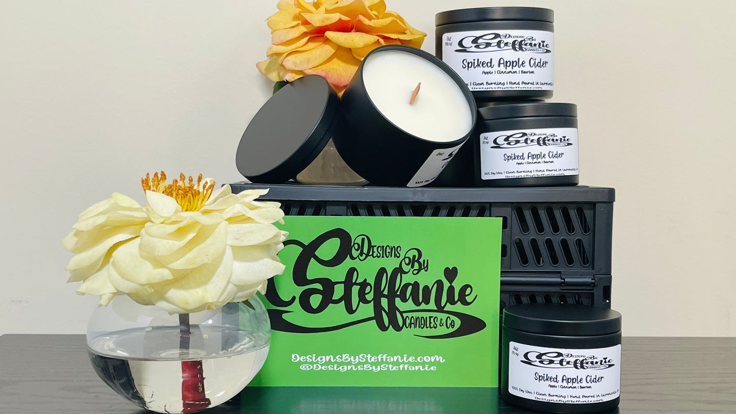 Spiked Apple Cider Crackling Wooden Wick Candle (Black Tin)