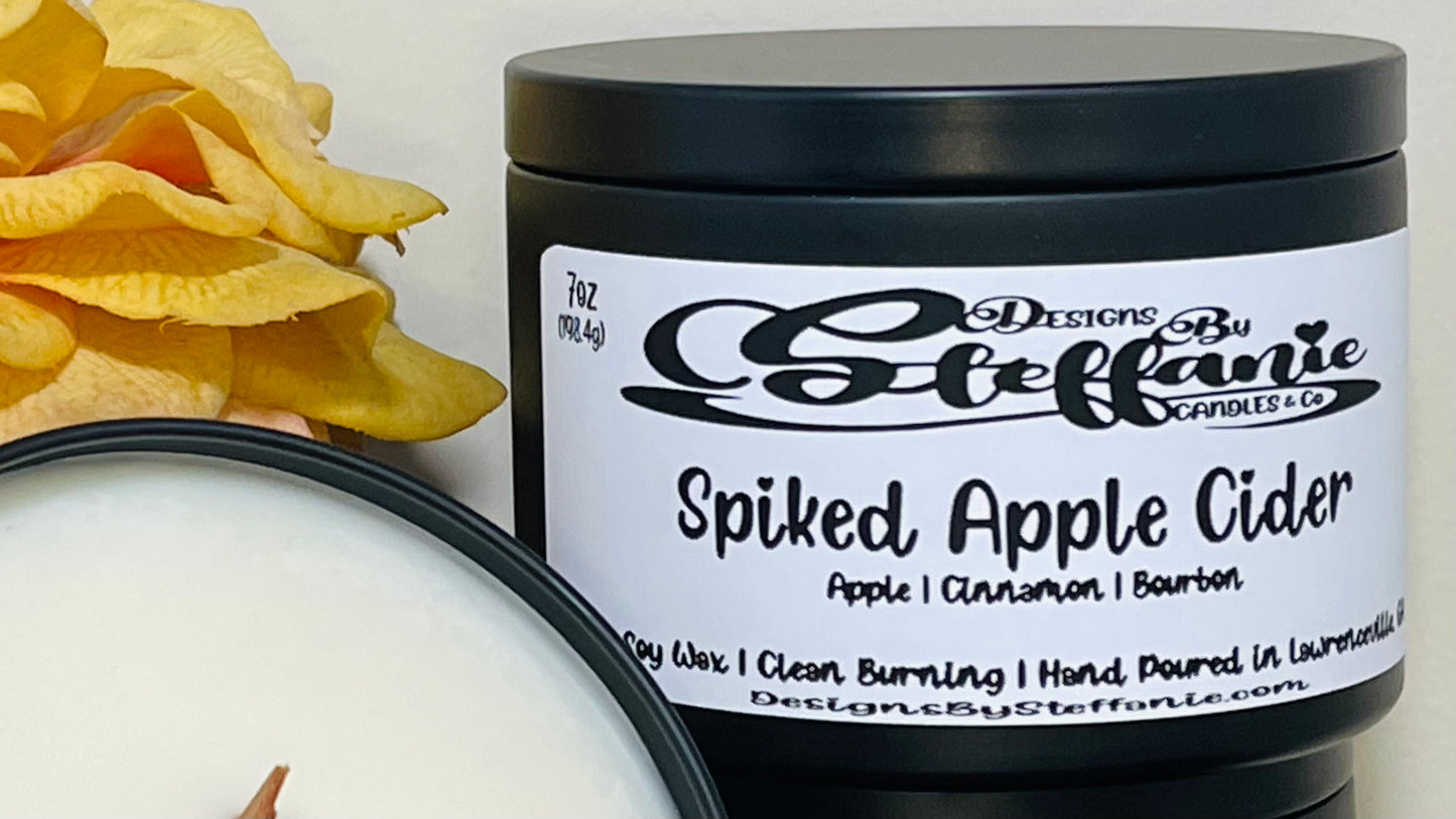 Spiked Apple Cider Crackling Wooden Wick Candle (Black Tin)