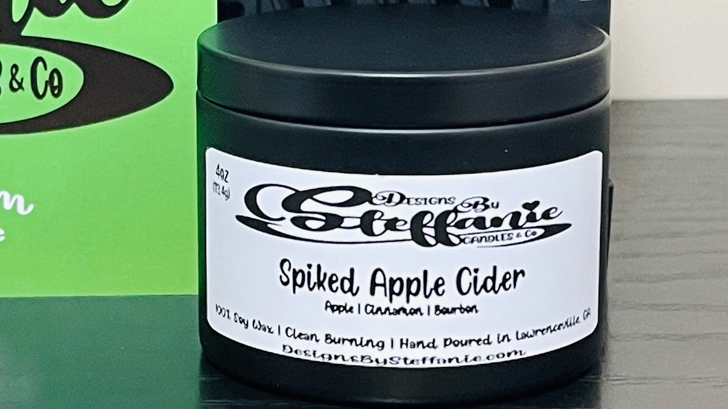Spiked Apple Cider Crackling Wooden Wick Candle (Black Tin)