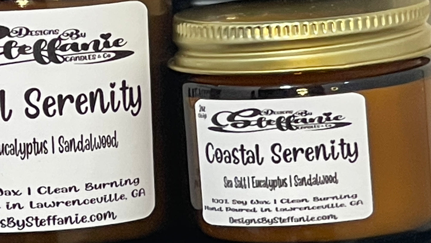 Coastal Serenity Crackling Wooden Wick Candle (Amber Glass Jar)