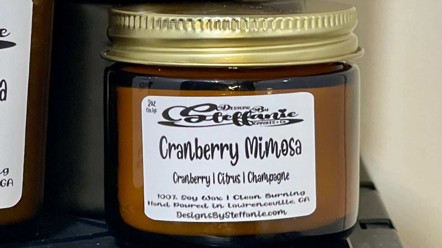 Cranberry Mimosa Crackling Wooden Wick Candle (Amber Glass Jar)