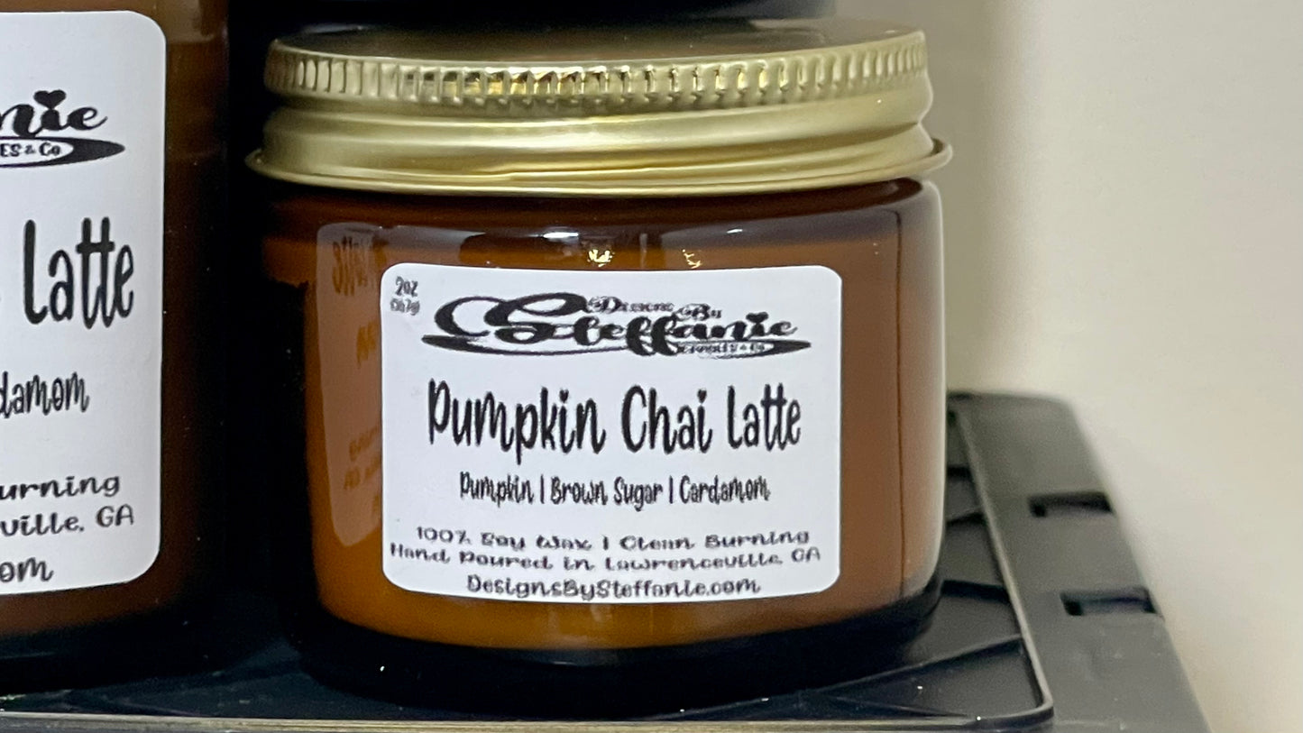 Pumpkin Chai Latte Crackling Wooden Wick Candle (Amber Glass Jar)