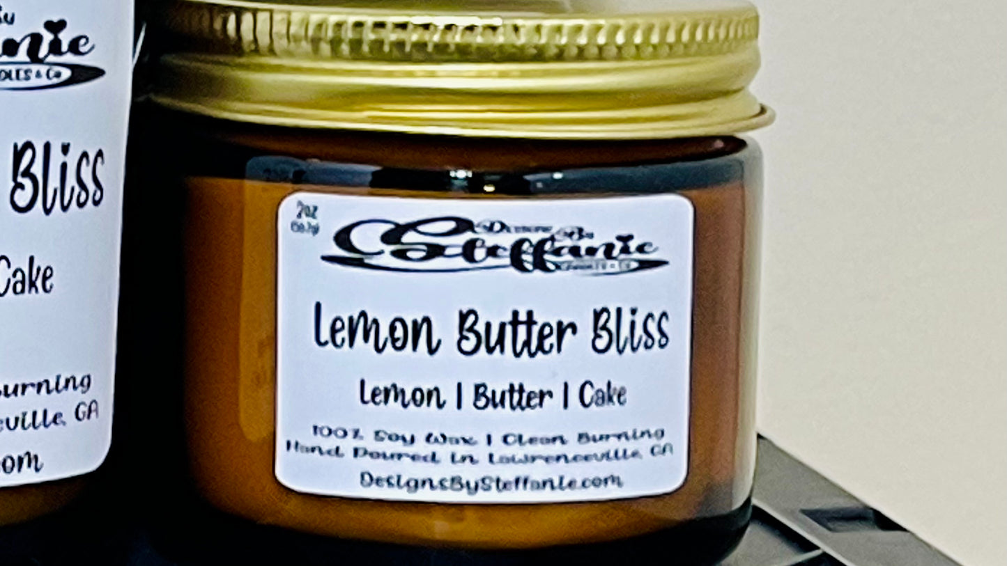 Lemon Butter Bliss Crackling Wooden Wick Candle (Amber Glass Jar)