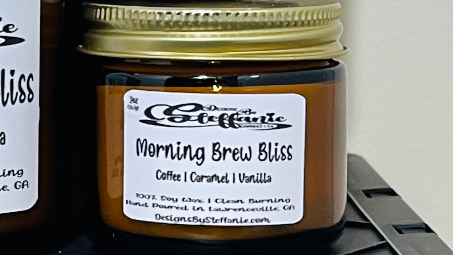 Morning Brew Bliss Crackling Wooden Wick Candle (Amber Glass Jar)