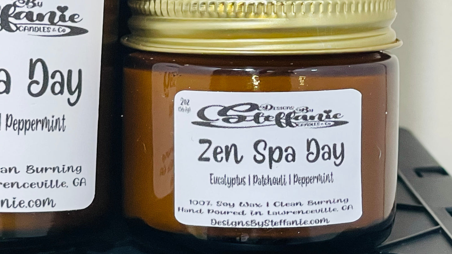 Zen Spa Day Crackling Wooden Wick Candle (Amber Glass Jar)