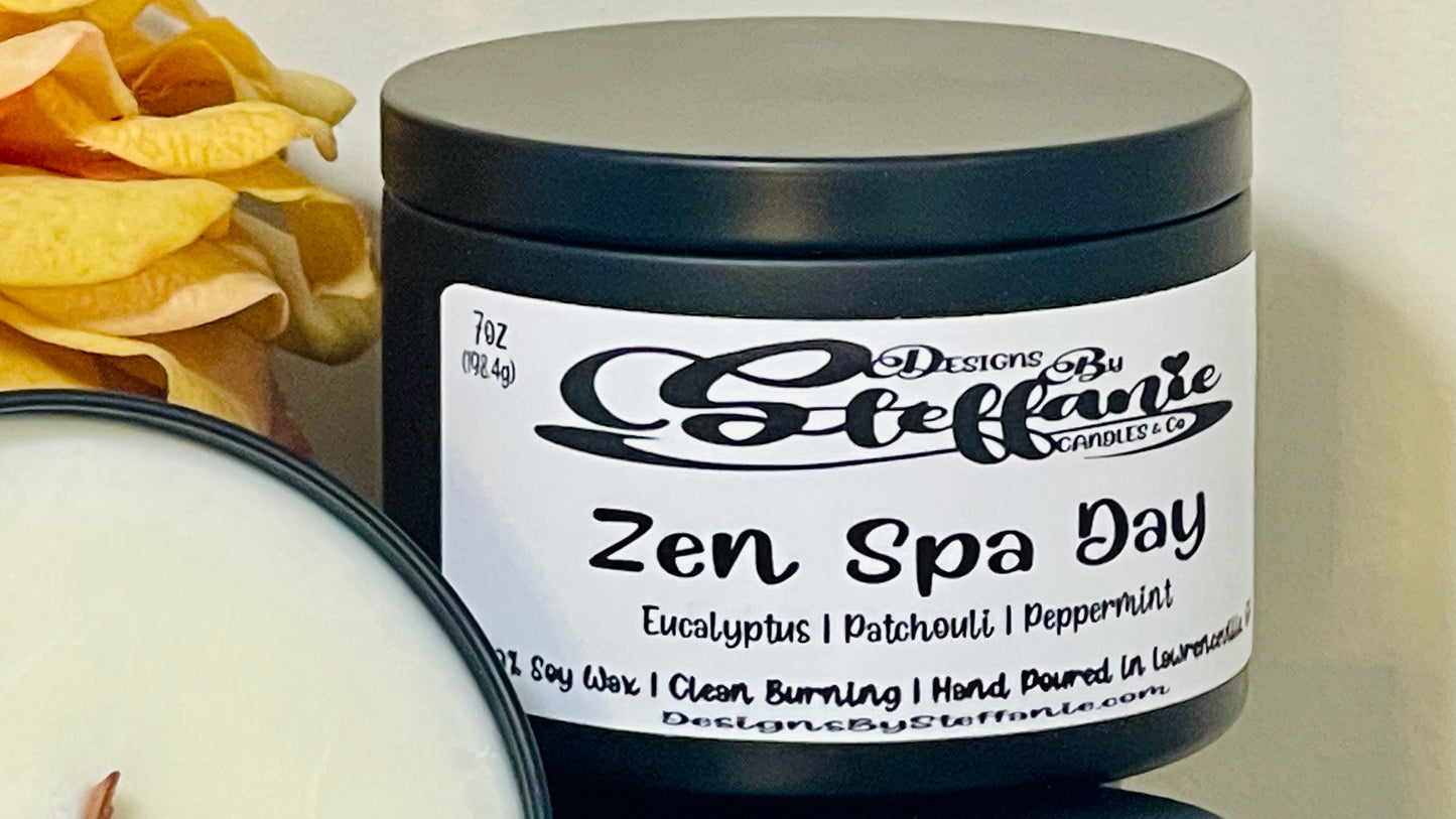 Zen Spa Day Crackling Wooden Wick Candle (Black Tin)