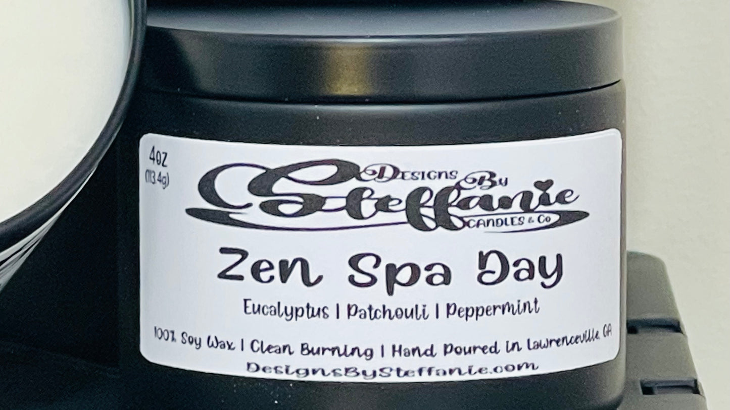 Zen Spa Day Crackling Wooden Wick Candle (Black Tin)