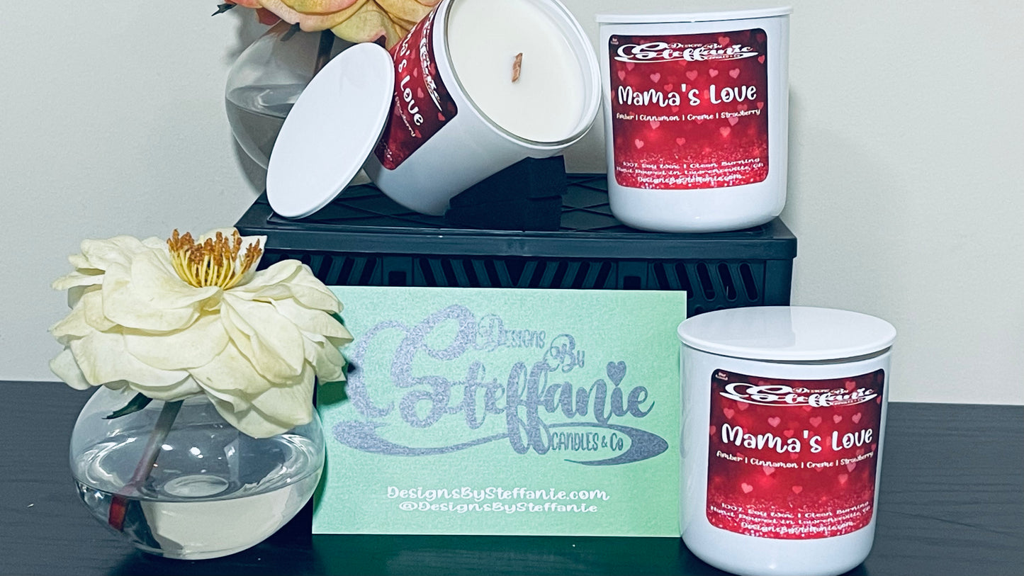 Mama’s Love Crackling Wooden Wick Candle (White Glass Jar)
