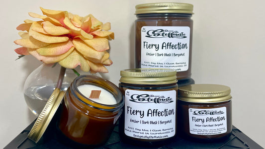 Fiery Affection Crackling Wooden Wick Candle (Amber Glass Jar)