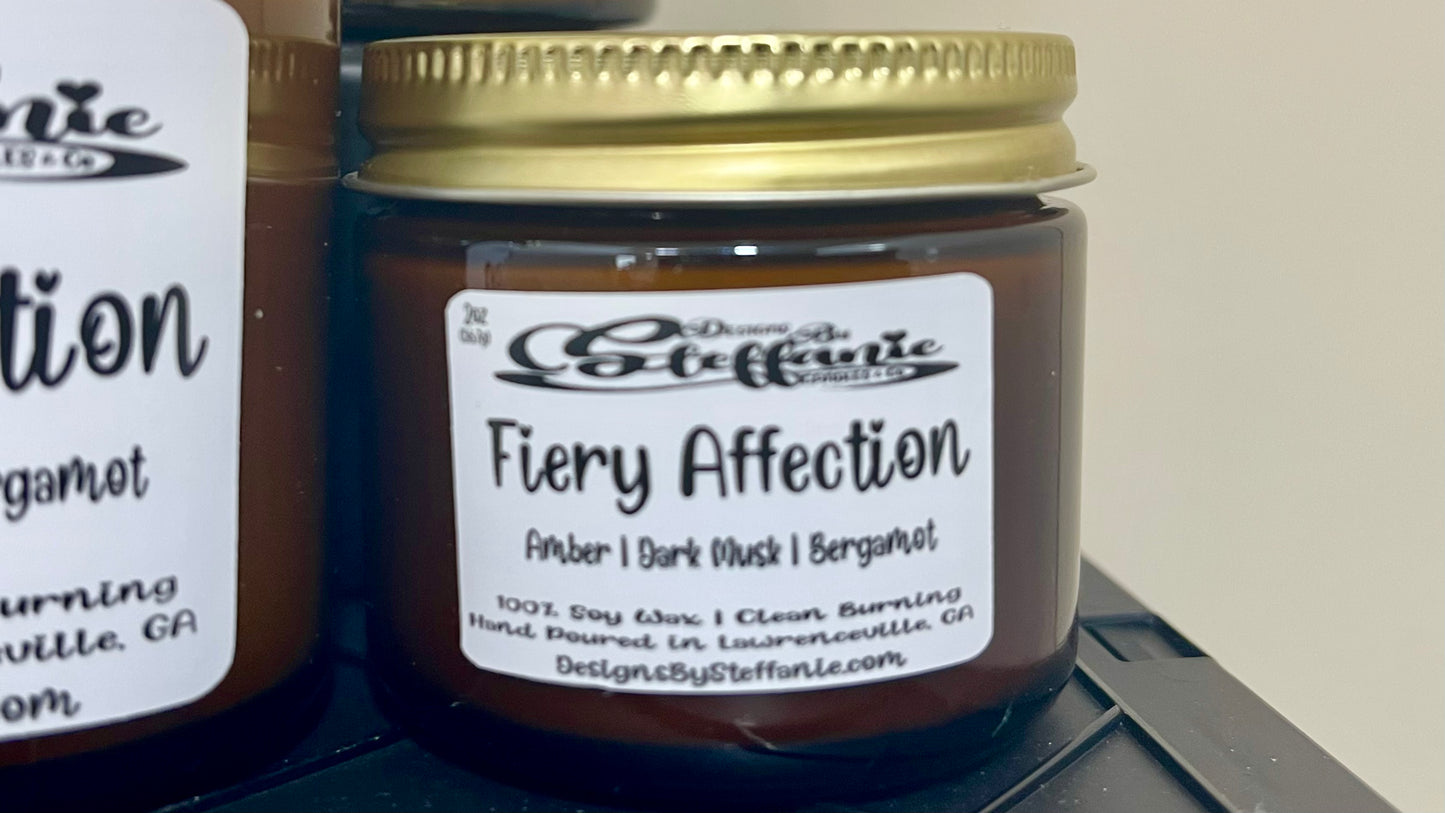 Fiery Affection Crackling Wooden Wick Candle (Amber Glass Jar)